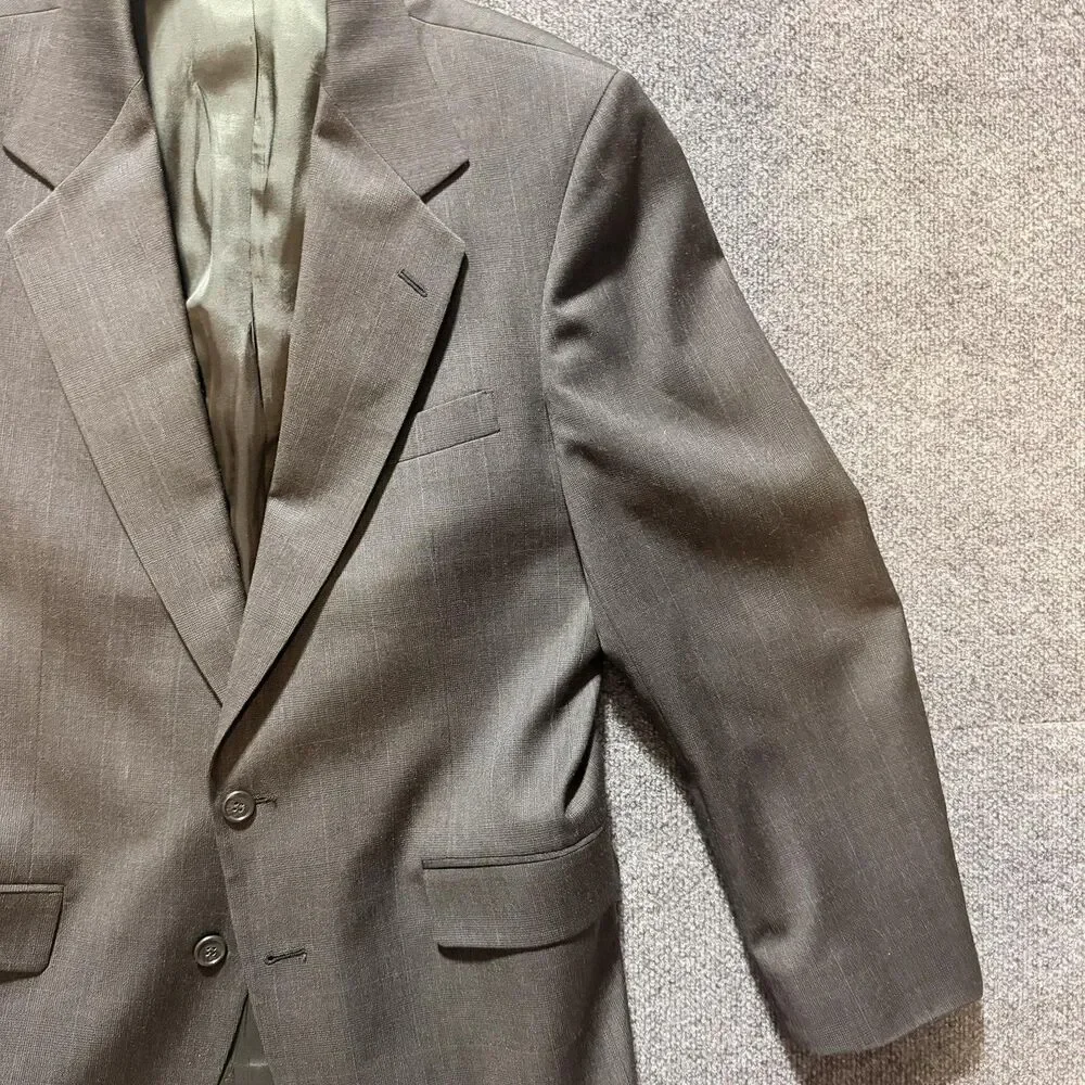 Botany 500 Suit Jacket Mens 40R Gray Stripe Two Button Classic Fit Notch Lapel
